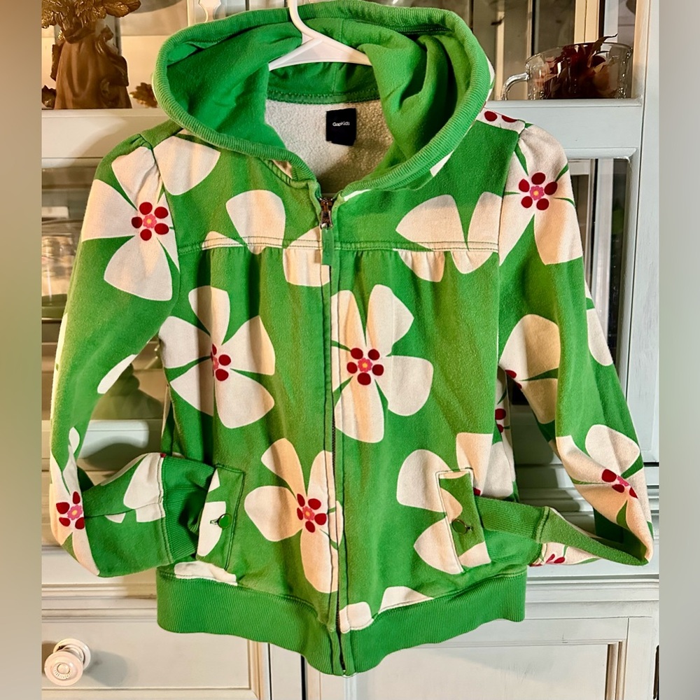 GAP Kids Vibrant Green Floral Hoodie